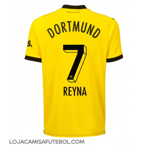 Camisa de Futebol Borussia Dortmund Giovanni Reyna #7 Equipamento Principal 2023-24 Manga Curta